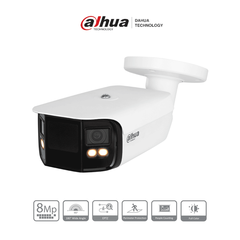 Dahua IPC-PFW5849-A180-E2-ASTE - Cámara IP Bullet 4K con multivisión en color, LED de 40 m y ángulo de 180°. Tecnología H.265...