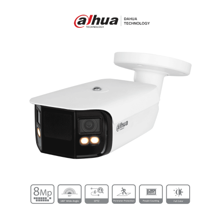Dahua IPC-PFW5849-A180-E2-ASTE - Cámara IP Bullet 4K con multivisión en color, LED de 40 m y ángulo de 180°. Tecnología H.265...