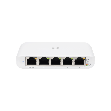 Switch UniFi Administrable Compacto de 5 Puertos 10/100/1000 Mbps, soporta entrada de PoE 802.3af/at