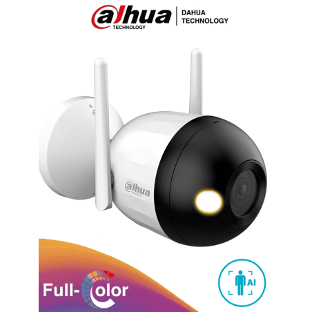 DAHUA F2C-LED - Cámara IP Bullet Wifi de 2 Megapíxeles/ Full Color/ Microfono Integrado/ 30 Mts de Luz Visible/ Ranura para M...
