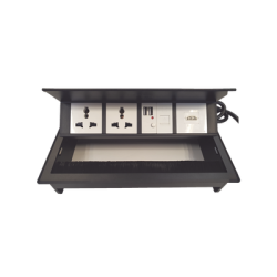 Caja Horizontal Tipo Hub para Escritorio Color Negro, con 1 Puerto HDMI Hembra-Hembra, 1 Puerto RJ45 Cat6, 2 Puertos USB (Sol...