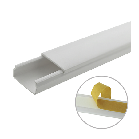Canaleta blanca de PVC auto extinguible, sin división, 20 x 10 mm, tramo de 6 pies, con cinta adhesiva (5101-21262)