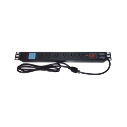 Tomacorriente Horizontal (PDU) de 6 contactos (NEMA 5-15R) + 2 USB para instalación en Rack de 19", 1UR, 125 Vca/ 15 A (THE00...