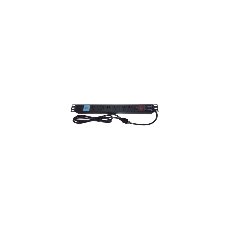 Tomacorriente Horizontal (PDU) de 6 contactos (NEMA 5-15R) + 2 USB para instalación en Rack de 19", 1UR, 125 Vca/ 15 A (THE00...