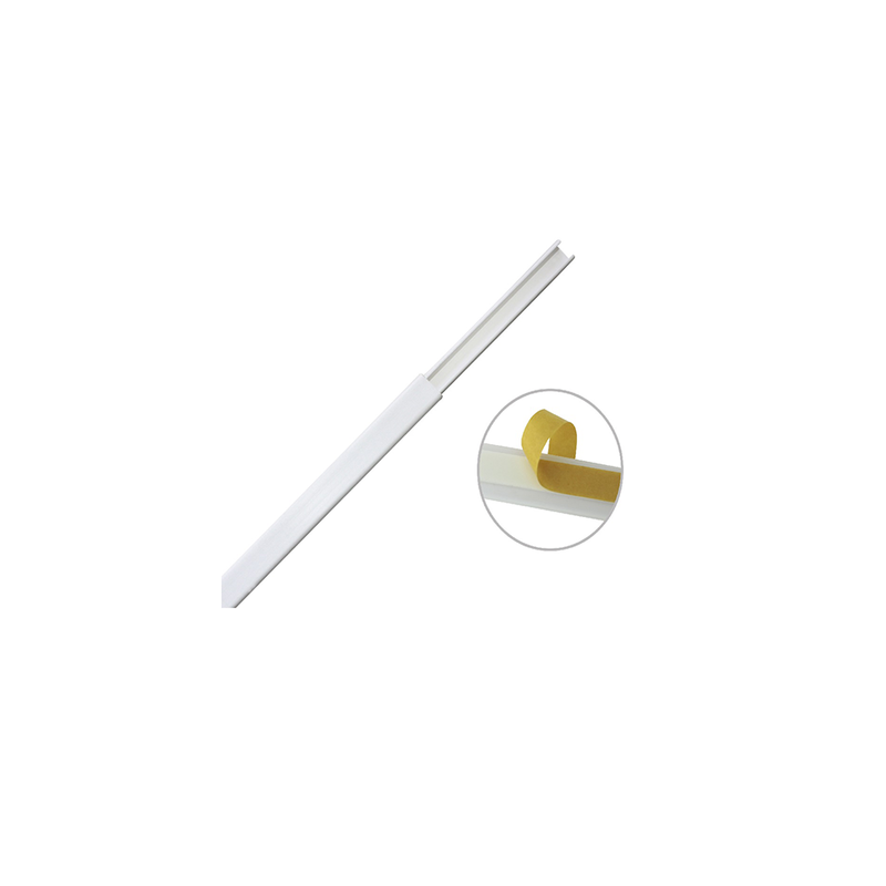 Canaleta color blanco de PVC auto extinguible, de una vía, 12 x 8 mm tramo de 6 pies con cinta adhesiva (5000-21252)