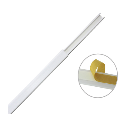 Canaleta color blanco de PVC auto extinguible, de una vía, 12 x 8 mm tramo de 6 pies con cinta adhesiva (5000-21252)