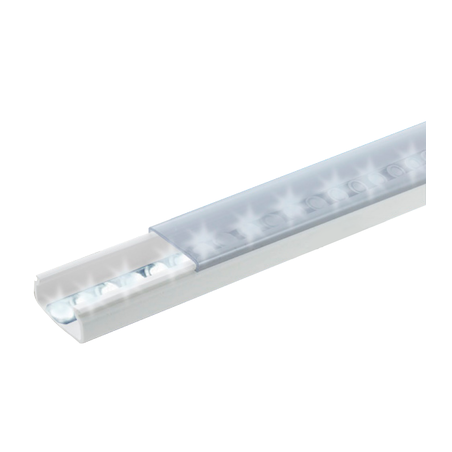 Difusor para tira LED con tapa transparente de PVC auto extinguible, ideal para colocar iluminación, 20 x 10mm, tramo de 1.53...