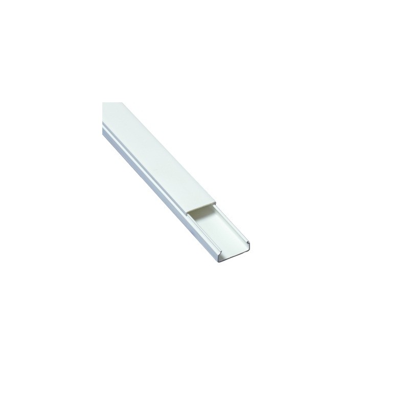 Canaleta blanca de PVC auto extinguible, sin división, 20 x 10 mm, tramo de 2.5 m (5101-01260)