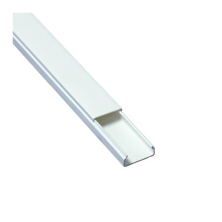 Canaleta blanca de PVC auto extinguible, sin división, 20 x 10 mm, tramo de 2.5 m (5101-01260)