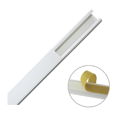 Canaleta color blanco de PVC auto extinguible de una vía, 20 x 17 mm tramo 6 pies, con cinta adhesiva (5201-21252)