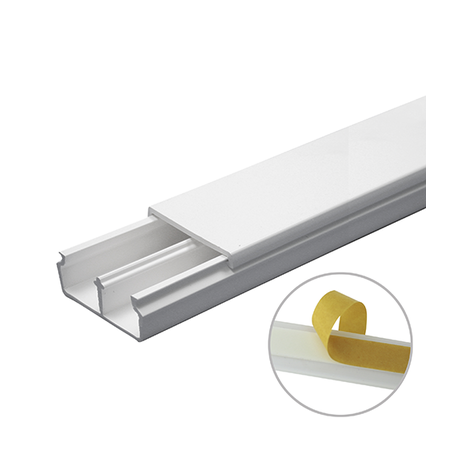 Canaleta en color blanco de PVC auto extinguible, con divisón 35 x 17, tramo de 6 pies, con cinta adhesiva (5301-21252)