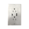 Contacto Dúplex con puertos USB Tipo A y C, 15 A, 100 - 240 V, USB 5 V, Incluye la Placa.