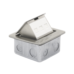Mini Caja de Piso Rectangular para Datos y Conectores Tipo Keystone, Color y Material en Acero Inoxidable (3 Puertos) (11000-...