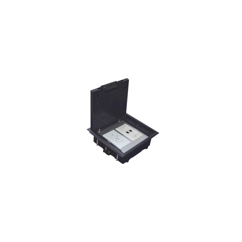 Caja de Piso para Dos Módulos Universales (Socket M2), para Alimentación Eléctrica y Redes de Datos (11000-33401) No Incluye ...