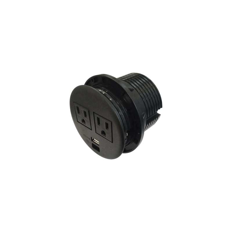 Multicontactos Empotrable Doble/ USB A & C, Color Negro, No Incluye Cable de Poder (11000-83604)