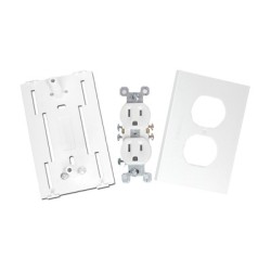 Contacto eléctrico doble, soporte y tapa color blanco de PVC auto extinguible,  para canaleta TEK100 (5591-10200)