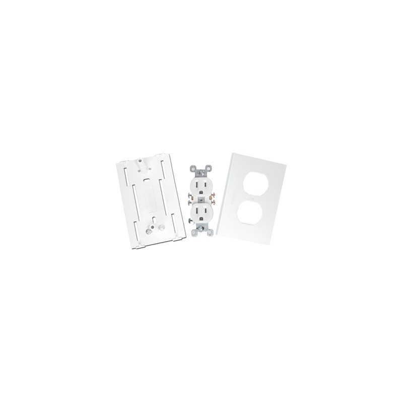 Contacto eléctrico doble, soporte y tapa color blanco de PVC auto extinguible,  para canaleta TEK100 (5591-10200)