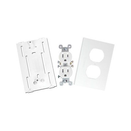Contacto eléctrico doble, soporte y tapa color blanco de PVC auto extinguible,  para canaleta TEK100 (5591-10200)