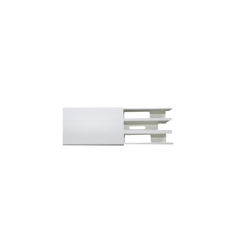 Canaleta con troquel con tapa color blanco, de PVC auto extinguible,  40 x 62 x tramo 2m. (6301-01250)