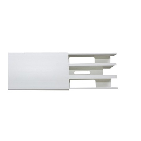 Canaleta con troquel con tapa color blanco, de PVC auto extinguible,  40 x 62 x tramo 2m. (6301-01250)