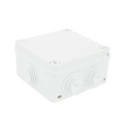 Caja Estanca de PVC Para Derivación y Conexión, 6 Entradas, Tapa con Tornillo de 1/4" de Vuelta, 100x100x50 mm (Área Interna)...