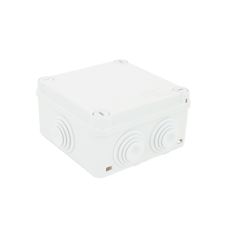 Caja Estanca de PVC Para Derivación y Conexión, 6 Entradas, Tapa con Tornillo de 1/4" de Vuelta, 100x100x50 mm (Área Interna)...