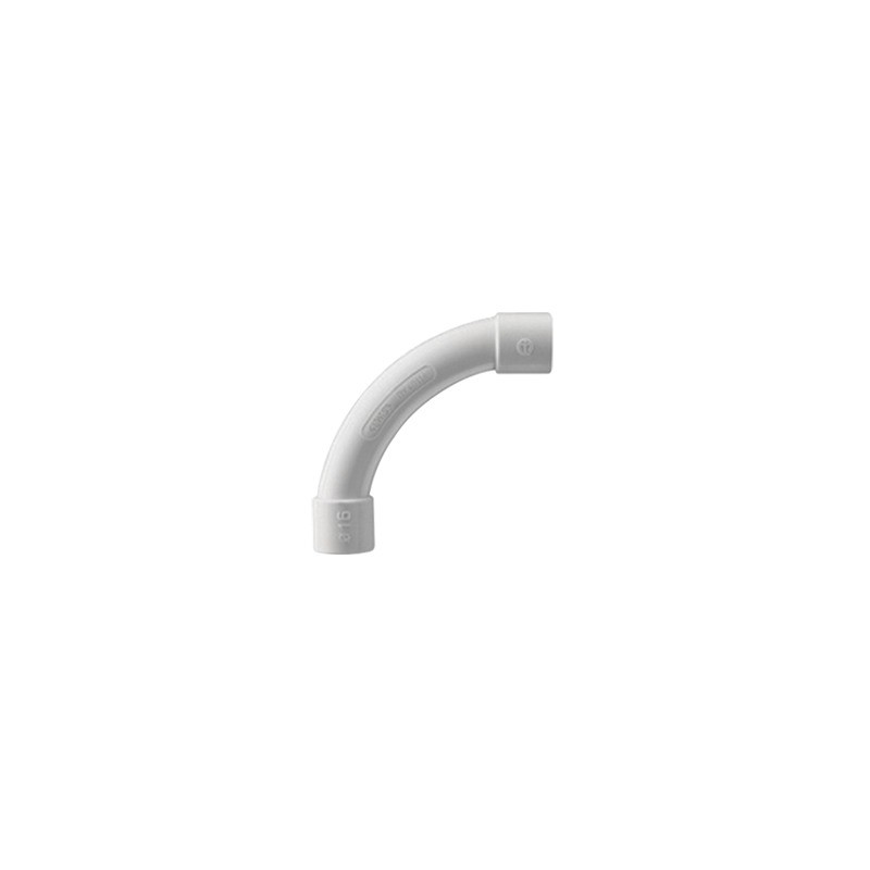 Curva de radio estrecho para tubería rígida, recomendado para cables de datos, PVC Auto-extinguible, de 25 mm
