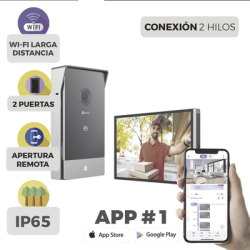 Videoportero IP Conexión a 2 Hilos / Con Monitor Wi-Fi para Interior / Frente de Calle  IP65 Uso En Exterior Debe Tener Prote...