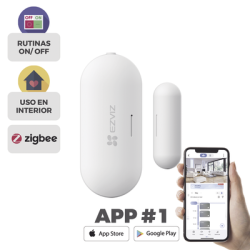 Contacto Magnético Inalambrico / Para Hub CS-A3 / Compatible con Kit de Alarmas EZVIZ CS-B1 / Uso en Interior / Protocolo Zig...