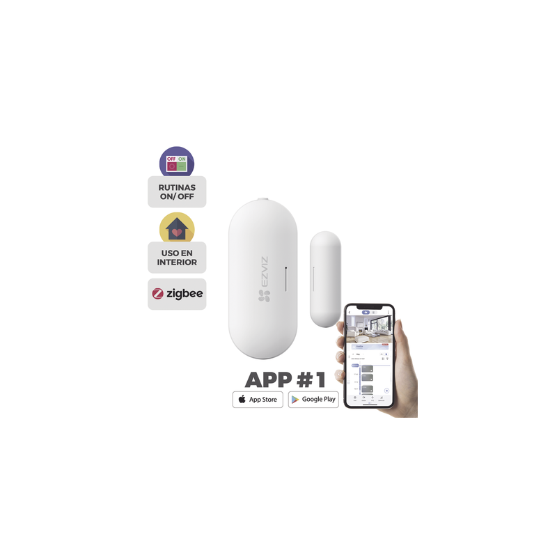 Contacto Magnético Inalambrico / Para Hub CS-A3 / Compatible con Kit de Alarmas EZVIZ CS-B1 / Uso en Interior / Protocolo Zig...