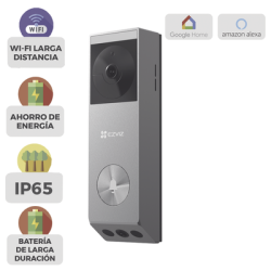 Doorbell de Batería Recargable con Transformador de 5Vcc o Panel Solar (Incluye Panel) / 3 megapíxel / Doble Lente / Protecci...