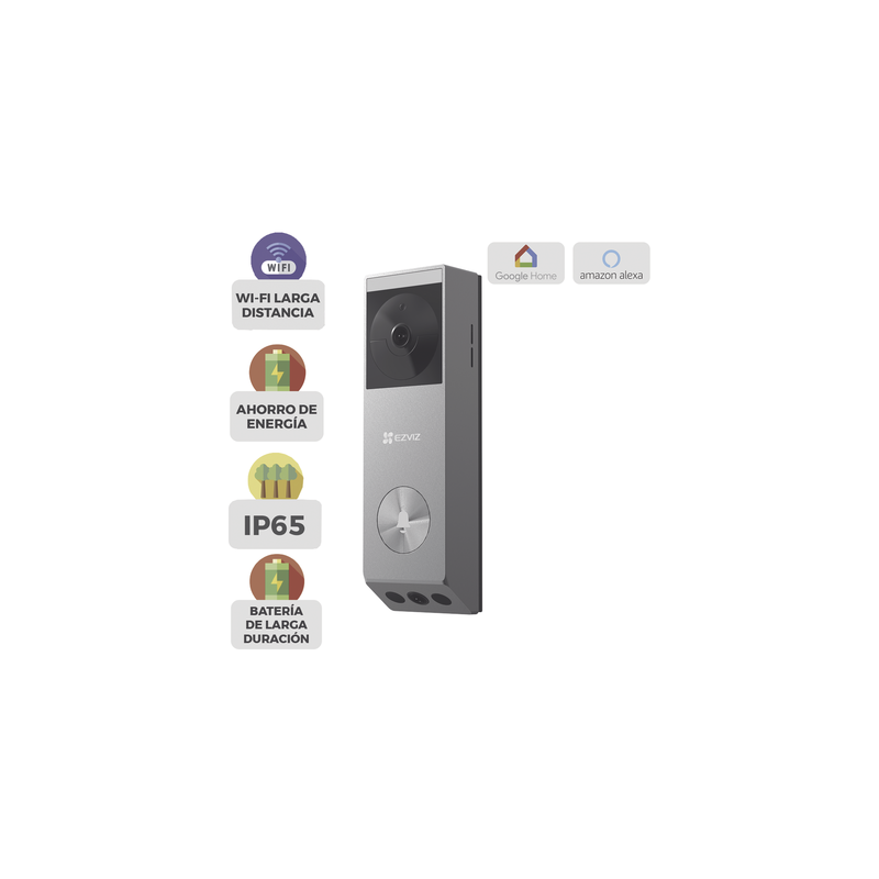 Doorbell de Batería Recargable con Transformador de 5Vcc o Panel Solar (Incluye Panel) / 3 megapíxel / Doble Lente / Protecci...