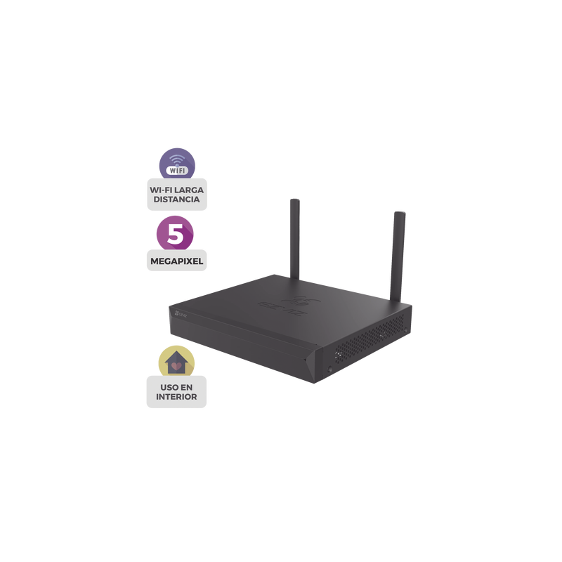 NVR Inalámbrico (WiFi) de 8 Canales IP / Admite Cámaras hasta 5 Megapixel (3K) / Salidas HDMI y VGA  / H.265 / Almacenamiento...