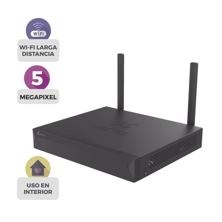 NVR Inalámbrico (WiFi) de 8 Canales IP / Admite Cámaras hasta 5 Megapixel (3K) / Salidas HDMI y VGA  / H.265 / Almacenamiento...
