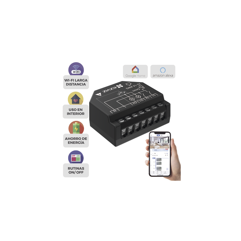 Relevador Wi-Fi  Inteligente / 2 Salidas Para 2 Apagadores / Ideal Para Control de Iluminación / Control Remoto / Horarios Pe...