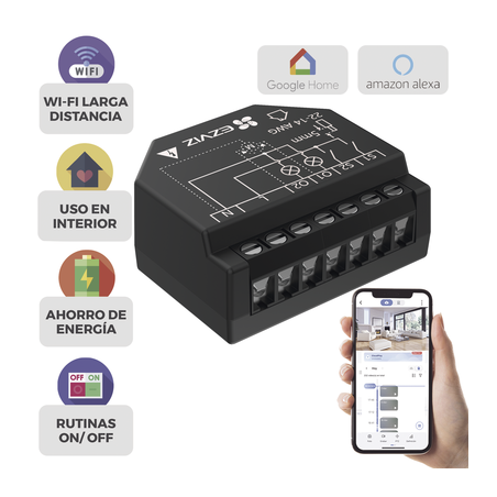 Relevador Wi-Fi  Inteligente / 2 Salidas Para 2 Apagadores / Ideal Para Control de Iluminación / Control Remoto / Horarios Pe...