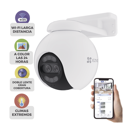 Cámara PT / Wi-Fi / Lente Dual / Panorámica 360° / Resolución 4K / Visión Nocturna ColorFULL  / IA Detección de Humanos y Veh...
