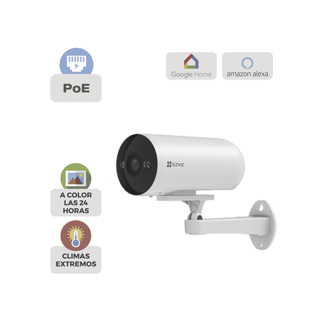 Cámara IP Exterior PoE / Color Night Vision / 3 Megapixel (2K) / AI Detección Humana y Vehiculos / H.265 / Vision Nocturna a ...