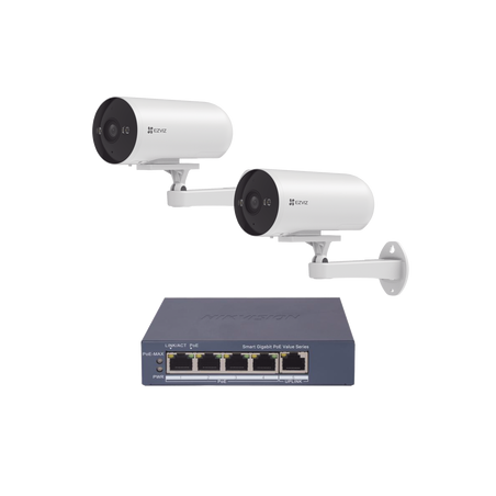 Kit de cámaras PoE Para Uso en Exterior / PoE Estandar Af / 2 piezas CS-H5/3MP/ 1 Pieza de Switch DS-3E1505P-EI/M / Vision No...