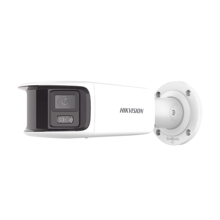 [FlexVu] [PROTECCIÓN ACTIVA] Bala IP Panorámica 8 Megapixel (4K) / 2 Lentes 4 mm (180°) / Imagen a Color 24/7 (ColorVu) / PoE...