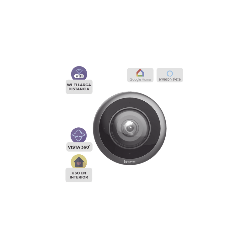 Cámara WiFi Panorámica Fisheye 360° / Resolución 3K+  / Visión Nocturna IR 10m / Detección IA Humana / Doble Banda 2.4-5GHz /...