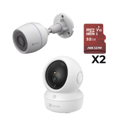 Kit de cámaras WiFi / Incluye 1 pieza CSH6C/3MP  Para Uso en Interior / 1 pieza CS-H3C Para Uso en Exterior / 1 PZA Micro SD ...