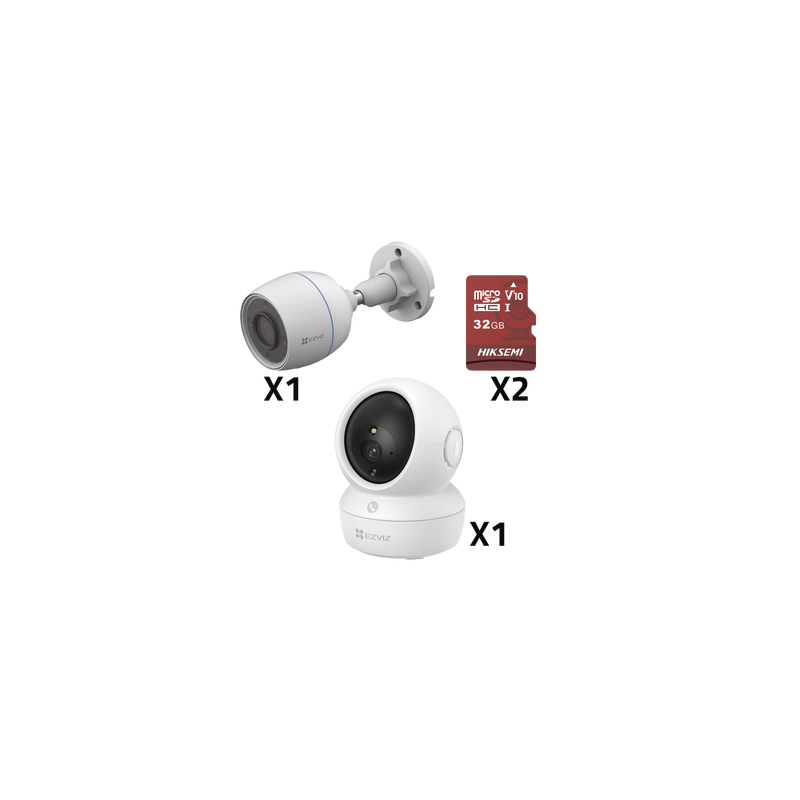 Kit de cámaras WiFi / Incluye 1 pieza CS/H6C/5MP  Para Uso en Interior / 1 pieza CS-H3C Para Uso en Exterior / 1 PZA Micro SD...