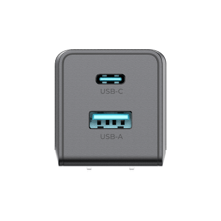 Cargador PRO USB-A / USB-C a C / Tecnología GaN (Nitruro de Galio / Fast-Charging / Potencia 60W / Velocidad Transferencia 48...