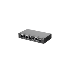 Switch Administrable con 4 puertos Gigabit PoE, 2 Uplink Gigabit y 1 Uplink Gigabit para Fibra SFP en combo, gestión gratuita...