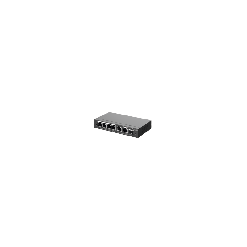 Switch Administrable con 4 puertos Gigabit PoE, 2 Uplink Gigabit y 1 Uplink Gigabit para Fibra SFP en combo, gestión gratuita...