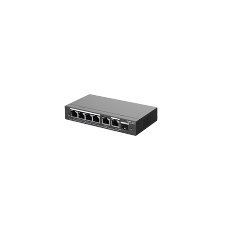 Switch Administrable con 4 puertos Gigabit PoE, 2 Uplink Gigabit y 1 Uplink Gigabit para Fibra SFP en combo, gestión gratuita...