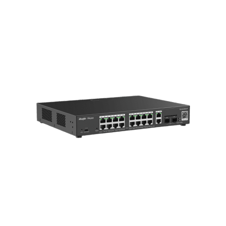 Switch L2 Administrable PoE con 16 puertos Gigabit PoE 802.3af/at + 2 SFP para fibra 1Gb, gestión gratuita desde la nube, 240w