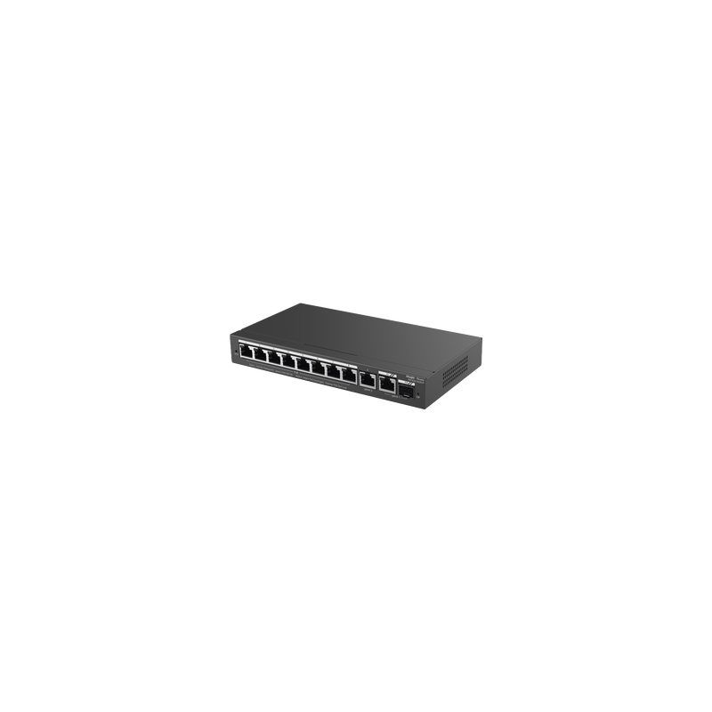 Switch Administrable con 8 puertos Gigabit PoE, 2 Uplinks Gigabit (1 SFP), gestión gratuita desde la nube