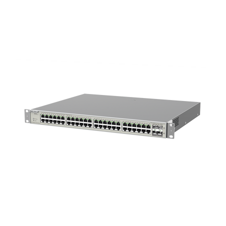Switch Administrable Capa 3 con 48 puertos Gigabit PoE 802.3af/at + 4 SFP+ para fibra 10Gb, gestión gratuita desde la nube, 740W
